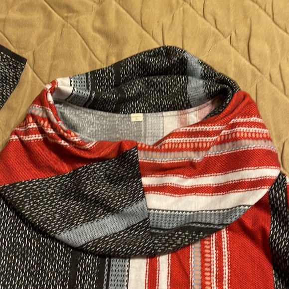 Comfy cowl neck top in bright red, white & blue from Zulily! - Picture 4 of 4